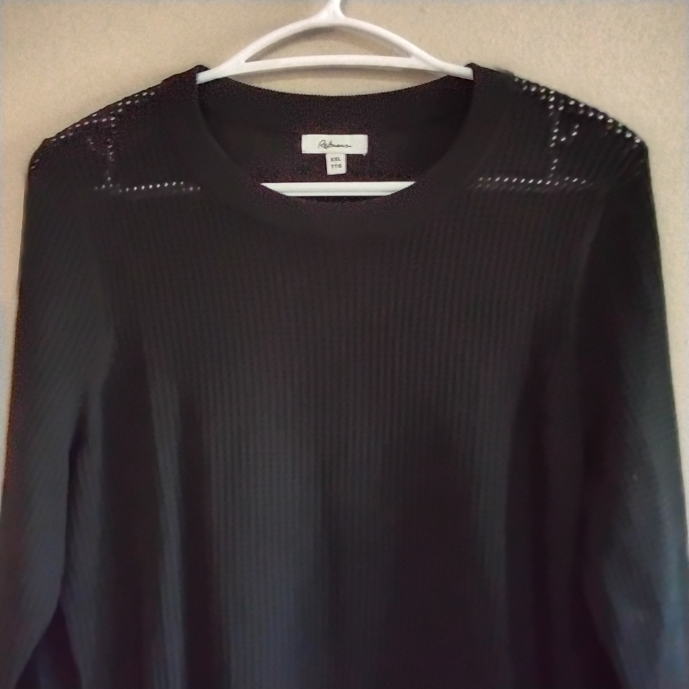 Reitmans Black Rib Open Knit Weave Crew Neck Sweater – Large (Tagged XXL) NWoT - Picture 3 of 16